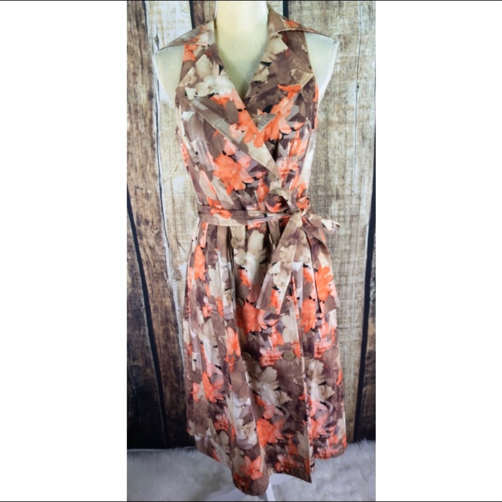 Teri Jon Floral Brown Wrap Dress